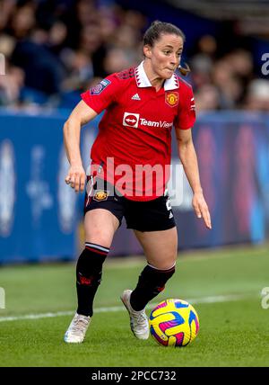 Ona Batlle von Manchester United in Aktion während des Barclays Women's Super League-Spiels in Kingsmeadow, London. Foto: Sonntag, 12. März 2023. Stockfoto