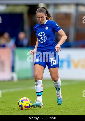 Chelsea's Eve Perisset während des Barclays Women's Super League-Spiels in Kingsmeadow, London. Foto: Sonntag, 12. März 2023. Stockfoto