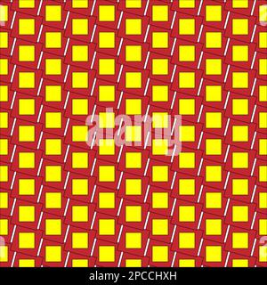 Nahtloses quadratisches Muster in Rot und Gelb Stockfoto