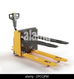 3D-Rendering des Gabelstaplers auf weißer Oberfläche Stockfoto