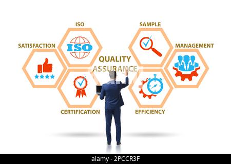 Geschäftsmann im Qualitätssicherungskonzept Stockfoto