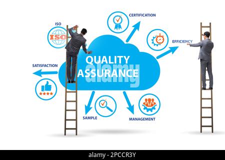 Geschäftsmann im Qualitätssicherungskonzept Stockfoto