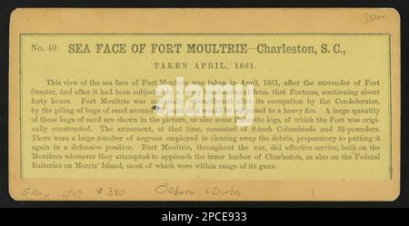 Uferseite von Fort Moultrie - Charleston, South Carolina, aufgenommen im April 1861. Die Robin G. Stanford Collection, digitalisierte 2015 Finanzierung vom Center for Civil war Photography. Usa, Geschichte, Bürgerkrieg, 1861-1865, South Carolina, - Nach Charleston Stockfoto