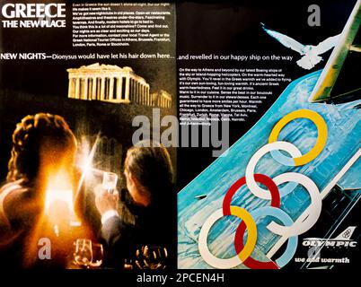 Anzeige der Olympic Airline in einem Magazin in NatGeo Juni 1969 Stockfoto