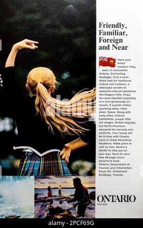 Ontario Travel Advert in einem NatGeo Magazin März 1968 Stockfoto