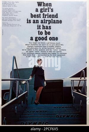 Anzeige von Olympic Airlines in einem Magazin in NatGeo März 1968 Stockfoto