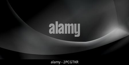 Abstrakter sehr dunkler Hintergrund mit gekrümmter perspektivischer Linie. Grafisches Hintergrundbild Stockfoto