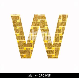 Großbuchstabe „W“ – strukturierte goldene Glitzerfolie Stockfoto