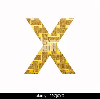 Großbuchstabe X – Strukturierte goldene Glitzerfolie Stockfoto