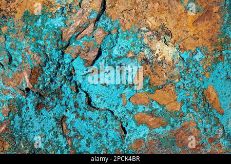 Blaue Kupfer Mineralien auf Felsen Stockfoto