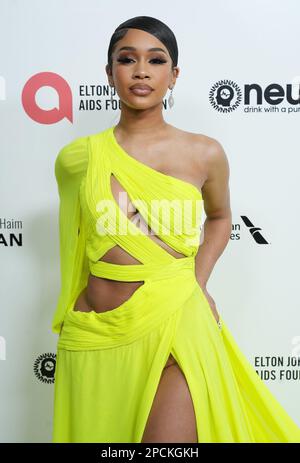 Los Angeles, USA. 12. März 2023. Saweetie trifft am 12. März 2023 in West Hollywood, Kalifornien, USA (Foto von OA Images/Sipa USA) auf der Annual Academy Awards 31. der Elton John AIDS Foundation ein. Guthaben: SIPA USA/Alamy Live News Stockfoto