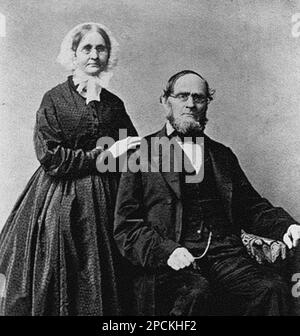 Foto von Jesse Root Grant mit Frau Hannah Simpson, Eltern von Odysseus S. Grant Stockfoto