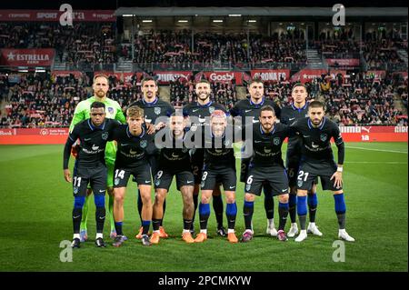 Gerona, Spanien. 13. März 2023. Atletico de Madrid führt am 13. März 2023 im Estadio Municipal de Montilivi in Girona, Spanien, ein Spiel in La Liga Santander zwischen dem FC Girona und dem Atletico de Madrid auf. (Foto/Felipe Mondino) Kredit: Unabhängige Fotoagentur/Alamy Live News Stockfoto