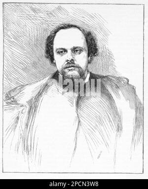 Der skandalöse britische Maler DANTE GABRIEL ROSSETTI ( 1828 - 1882 ), beeinflusst durch die vor-Raphaelliten-Bewegung von BROTHERWOOD mit William Hunt , Ford Madox Brown und John Everett Millais . Abbildung von J. W. Alexandre , Von einem Foto von W. und D. Downey - PITTORE - PITTURA - ARTI VISIVE - ARTE - KUNST - Portrait - Rituto - Kunst - barba - Bart - Uomo - illustrazione - Incisione - Gravur - Bohemien - maudit - artista maledetto - Gabriele - PRERAFFAELLITISMO - ERAPELITITE - PRERAFFAELLITA - PRERAFFAELLISMO - PRERAPHAELISM --- ARCHIVIO GBB Stockfoto