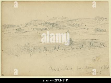 Position Genl Lees, 1863, Suche. Morgan Sammlung von Zeichnungen aus dem Bürgerkrieg. Lee, Robert E., (Robert Edward), 1807-1870, Militärdienst, Usa, Geschichte, Bürgerkrieg, 1861-1865, Schlachtfelder, Vereinigte Staaten Stockfoto