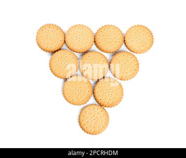 Leckere Sandwich-Kekse auf weißem Hintergrund, Draufsicht Stockfoto