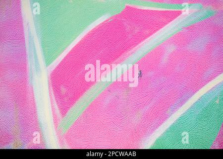 Abstrakter Papierhintergrund mit großen pinkfarbenen und hellgrünen Streifen. Stockfoto
