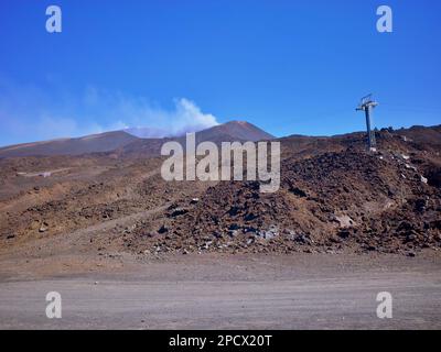 Der Pfad schlängelt sich durch üppig grüne Landschaft mit schneebedeckten Bergen in der Ferne Stockfoto