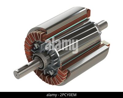Statorblechpaket und Kupferwicklung mit Rotor für Motor Stockfoto