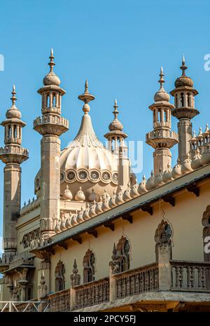 Architektonische Details des königlichen Pavillons von Brighton, East Sussex, England Stockfoto