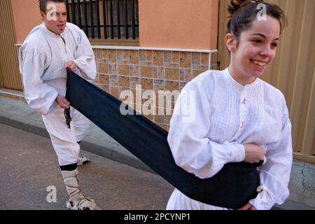 Antruejo (Karneval). Guirrios-Dressing. Lamas De La Ribera. León. Castilla y León. Spanien Stockfoto