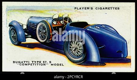 Bugatti Typ 57S, 1937 - Autozigarettenkarte Stockfoto