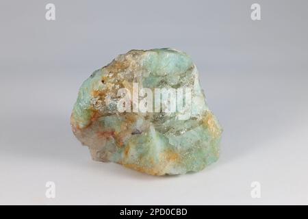 Amazonite, auch bekannt als Amazonstone oder Amazon Jade, ist eine halbdeckende blau-grüne Sorte von Microcline-Feldspat Stockfoto