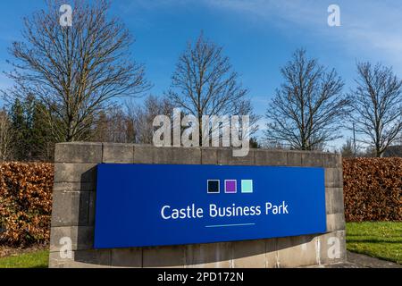 Schild für den Castle Business Park in Stirling in Schottland Stockfoto