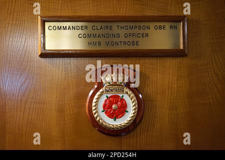 HMS Montrose beim letzten Besuch in Montrose Stockfoto