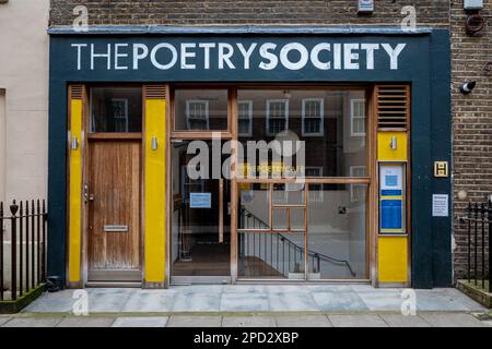 The Poetry Society London UK - The Poetry Society HQ, 22 Betterton Street, Covent Garden, London. Gegründet 1909. Veröffentlicht Poetry Review. Stockfoto