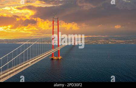 Neue Brücke, die zwei Kontinente verbindet 1915 canakkale-Brücke (dardanelles-Brücke), Canakkale, Türkei Stockfoto