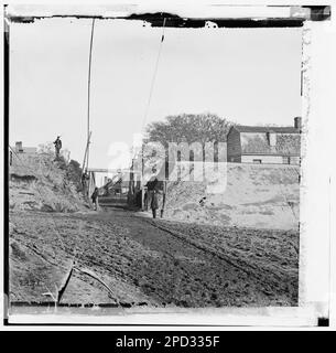 Yorktown, Virginia. Sally Port im Zentrum des Südwestpunkts der Einmündungen. Bürgerkriegsfotos, 1861-1865. Usa, Geschichte, Bürgerkrieg, 1861-1865. Stockfoto