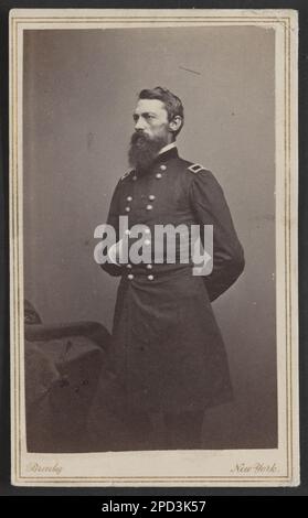 Stoneman / Brady, New York; Brady's National Photographic Portrait Galleries, Broadway & Tenth Street, New York & No. 352 Pennsylvania Av., Washington, D.C. Titel von Element. Stoneman, George, 1822-1894, Usa, Armee, Kavallerie-Regiment, 3., Volk, USA, Armee, Kavallerie-Regiment, 4., Leute, Militäroffiziere, Union, 1860-1870, Militäruniformen, Union, 1860-1870, Vereinigte Staaten, Geschichte, Bürgerkrieg, 1861-1865, Militärpersonal. Stockfoto