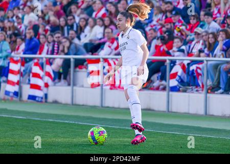 Madrid, España, März 12. 2023 Athenea (22 Real Madrid) in Aktion während des Spiels Liga F zwischen Atletico de Madrid und Real Madrid im Centro Deportivo Wanda in Madrid, Spanien. (Marcos Baute/SPP) Kredit: SPP Sport Press Photo. Alamy Live News Stockfoto