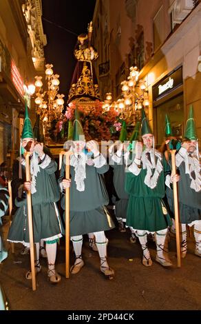 Penitents.Palm Sonntag Prozession (Cofradia del Santisimo Cristo De La Esperanza). Karwoche. Murcia. Spanien Stockfoto