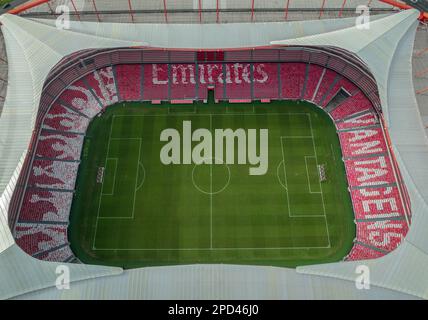 Estadio do Sport Lisboa e Benfica. Mehrzweckstadion in Lissabon, Portugal. Drohnen-Perspektive. Fußballstadion Stockfoto