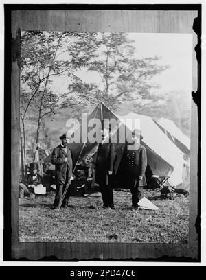 Antietam, Md Allan Pinkerton, Präsident Lincoln und Major General John A. McClernand. Bürgerkriegsfotos, 1861-1865. Usa, Geschichte, Bürgerkrieg, 1861-1865. Stockfoto
