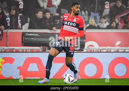 Alexsandro VICTOR DE SOUZA RIBEIRO von Lille während des Fußballspiels der französischen Meisterschaft Ligue 1 zwischen LOSC Lille und Olympique Lyonnais (Lyon) am 10. März 2023 im Stadion Pierre Mauroy in Villeneuve-d'Ascq bei Lille, Frankreich - Photo Matthieu Mirville/DPPI Stockfoto