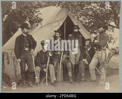 Offiziere der 3D. Kavallerie in Pennsylvania. Nr. 4332, Titel von Artikel, Geschenk; Oberst Godwin Ordway; 1948. United States, Army, Pennsylvania Cavalry Regiment, 3. (1861-1865), Vereinigte Staaten, Geschichte, Bürgerkrieg, 1861-1865. Stockfoto