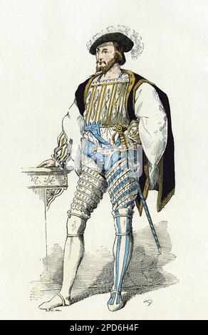 Portrait de Claude de Lorraine (1496-1550), Premier duc de Guise. Gravure en Couleurs, in 'La France et les francais a Travers les siecles' par Augustin Challamel, Paris 1882. Sammlung . Stockfoto