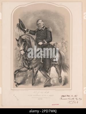 Winfield Scott, Lieut. General der USA Army / Design & Draw on stone von O. Starck ; lithographiert von Mayer & Stetfield.. 146 US-DOLLAR Copyright Office, Copyright-Kläger: B. B. Russell. Scott, Winfield, 1786-1866, Militär, Vereinigte Staaten, Geschichte, Bürgerkrieg, 1861-1865, Militärpersonal, Union. Stockfoto