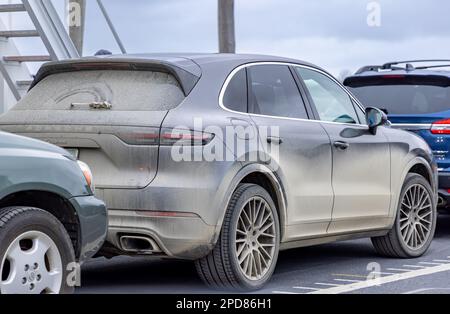 Ein sehr dreckiger Porsche Stockfoto