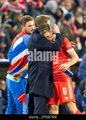 Bayerns Nr. 8 Leon GORETZKA. Fußball, Bayern - Paris. Fußball Champions League, FC Bayern München - Paris Saint Germain 2:0, Runde 16, zweite Etappe, Staffel 2022-2023, am 8. März in München, ALLIANZARENA, Deutschland. Stockfoto