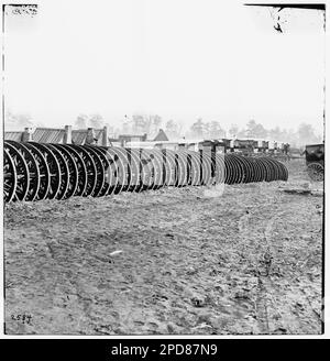 City Point, Virginia (in der Nähe). Park der Wagenräder der Armee. Bürgerkriegsfotos, 1861-1865. Usa, Geschichte, Bürgerkrieg, 1861-1865. Stockfoto