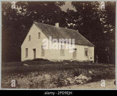 Dunker Kirche, Schlachtfeld von Antietam. Nr. 4216, Titel von Artikel, Abbildungen In: Gardners fotografisches Skizzenbuch des Krieges / Alexander Gardner. Washington, D.C. : Philp & Solomons, [c1866], v. 1, pl. 21, siehe auch: LC-DIG-ppmsca-12540 für Bild im Skizzenbuch, Gift; Oberst Godwin Ordway; 1948. Antietam, Schlacht von, MD, 1862, Kirchen, Maryland, Antietam, 1860-1870, Usa, Geschichte, Bürgerkrieg, 1861-1865, Schlachtfelder, Maryland, Antietam, Usa, Maryland, Antietam. Stockfoto