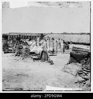 Soldatenunterkünfte im Union Fort Rice neben Fort Sedgwick („Fort Hell“). Bürgerkriegsfotos, 1861-1865. Usa, Geschichte, Bürgerkrieg, 1861-1865. Stockfoto