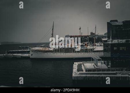 Das Museumsschiff CSS Acadia ein ehemaliges hydrografisches Vermessungs- und Ozeanforschungsschiff des Hydrographischen Vermessungsschiffs von Kanada Stockfoto
