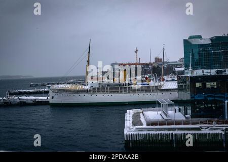 Das Museumsschiff CSS Acadia ein ehemaliges hydrografisches Vermessungs- und Ozeanforschungsschiff des Hydrographischen Vermessungsschiffs von Kanada Stockfoto