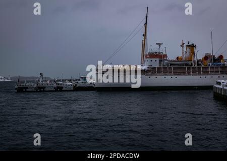 Das Museumsschiff CSS Acadia ein ehemaliges hydrografisches Vermessungs- und Ozeanforschungsschiff des Hydrographischen Vermessungsschiffs von Kanada Stockfoto