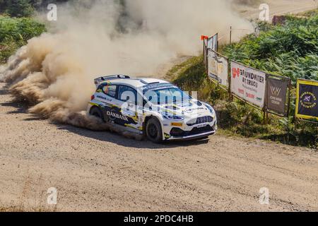 David Bogie und Kevin Rae (Autonummer 3) - Grampian Forest Rally - SS3/6 - SRC Stockfoto